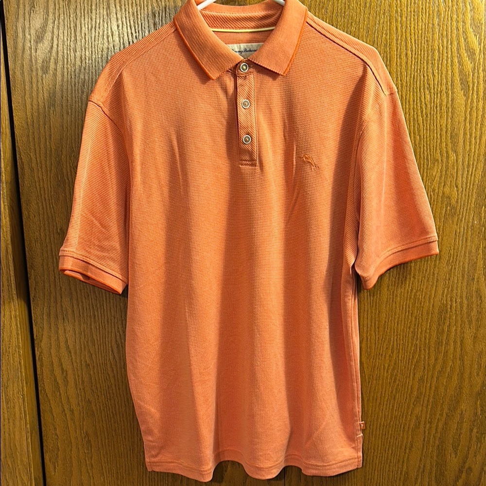 Tommy Bahama Men's Orange Polo Shirt size large.